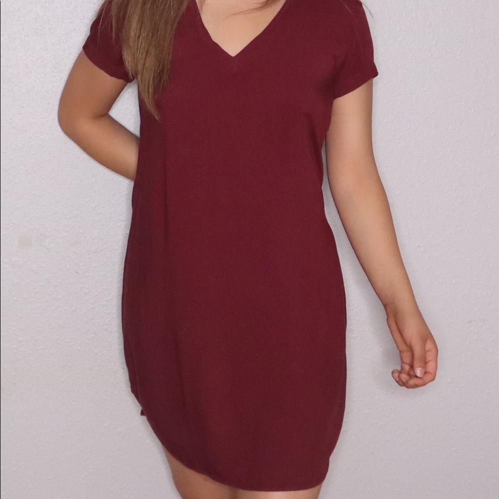 Burgundy Flowy Dress